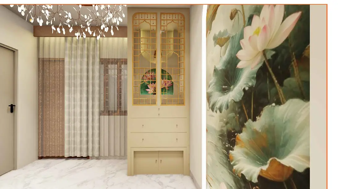 Puja unit — Sculpted Serenity Interior, Darbhanga