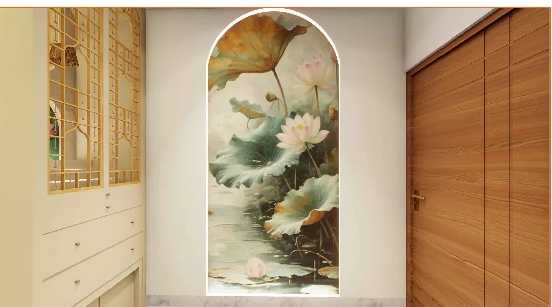 Wall art, puja room — Sculpted Serenity Interior, Darbhanga